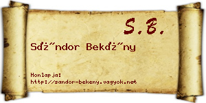 Sándor Bekény névjegykártya